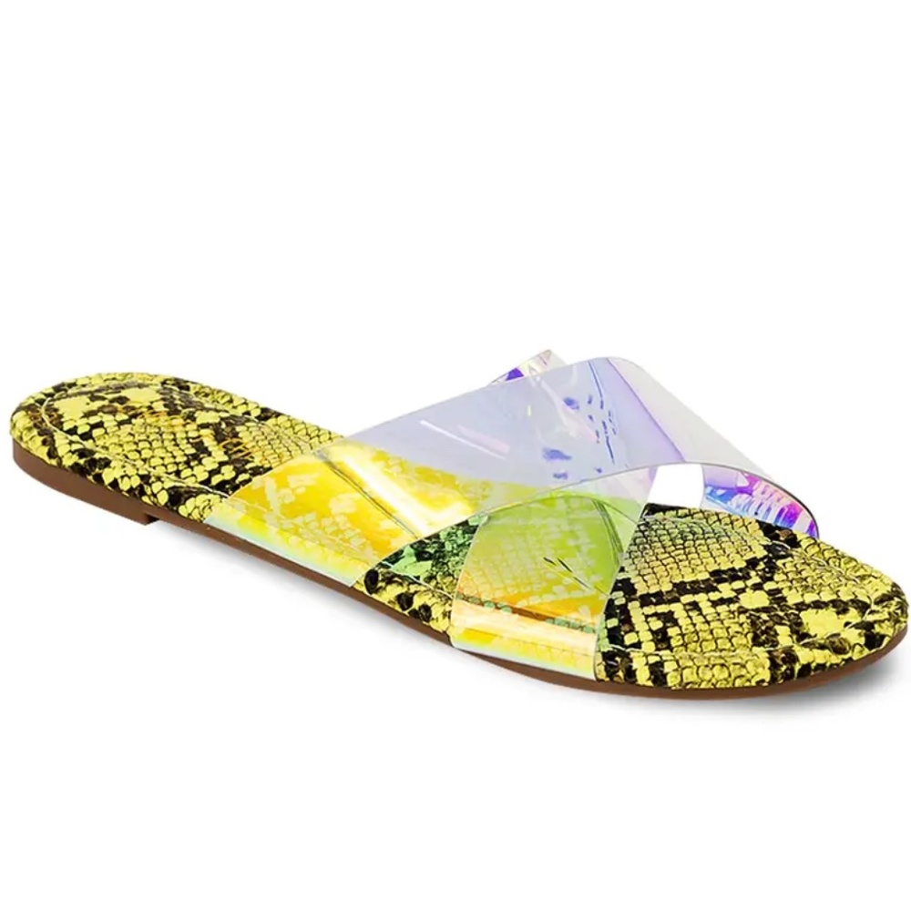 NWOB Chase & Chloe Clear strap Yellow snake sandal